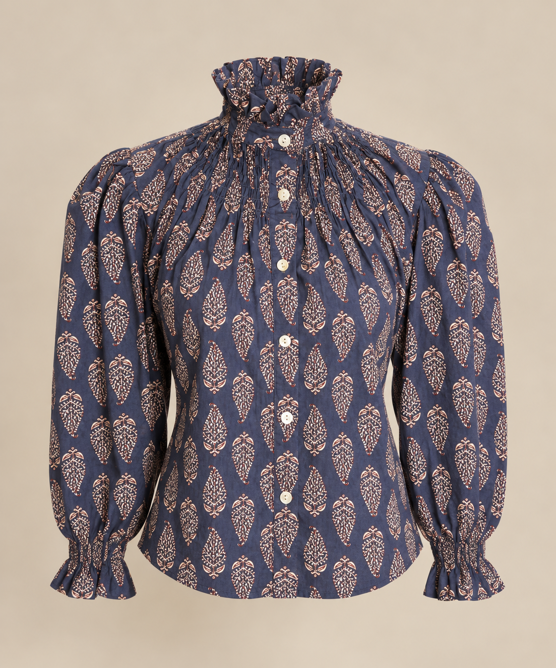 Blusa azul estampada RYRTEEN, vista de producto