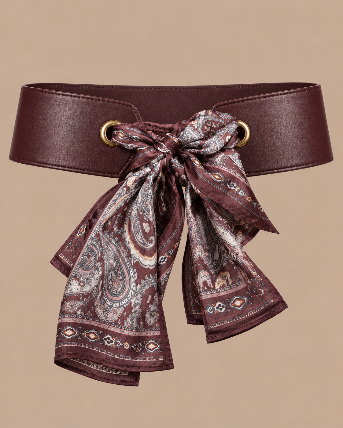 Fajín Paisley burdeos con pañuelo estampado