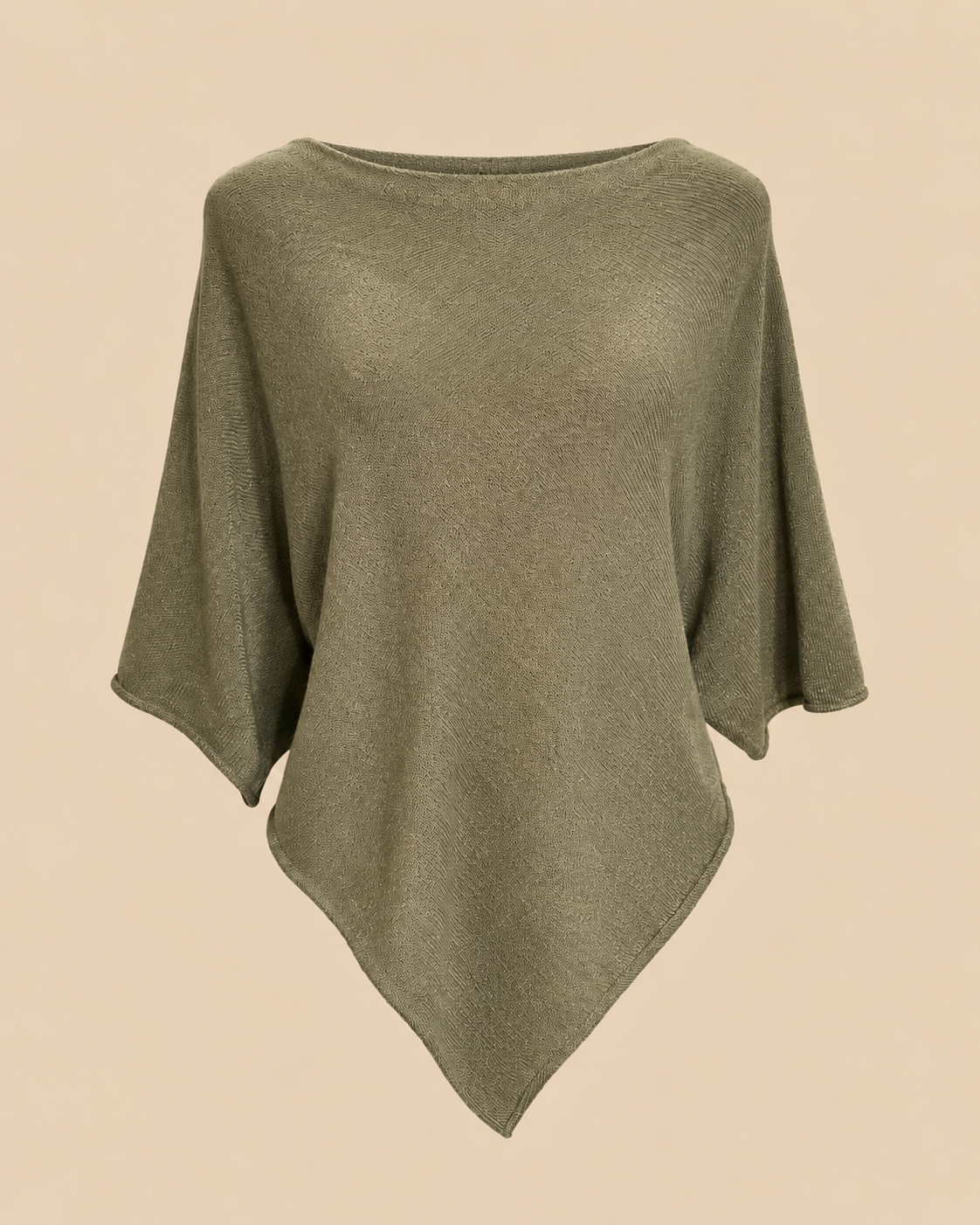 Poncho de punto verde oliva RYRTEEN, vista de producto