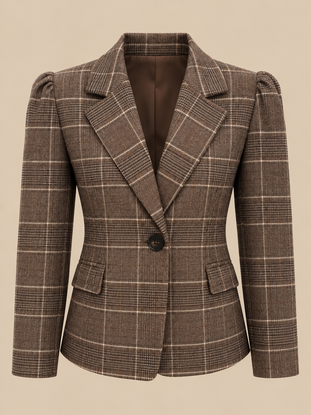 Blazer de cuadros marrón y beige RYRTEEN, vista de producto