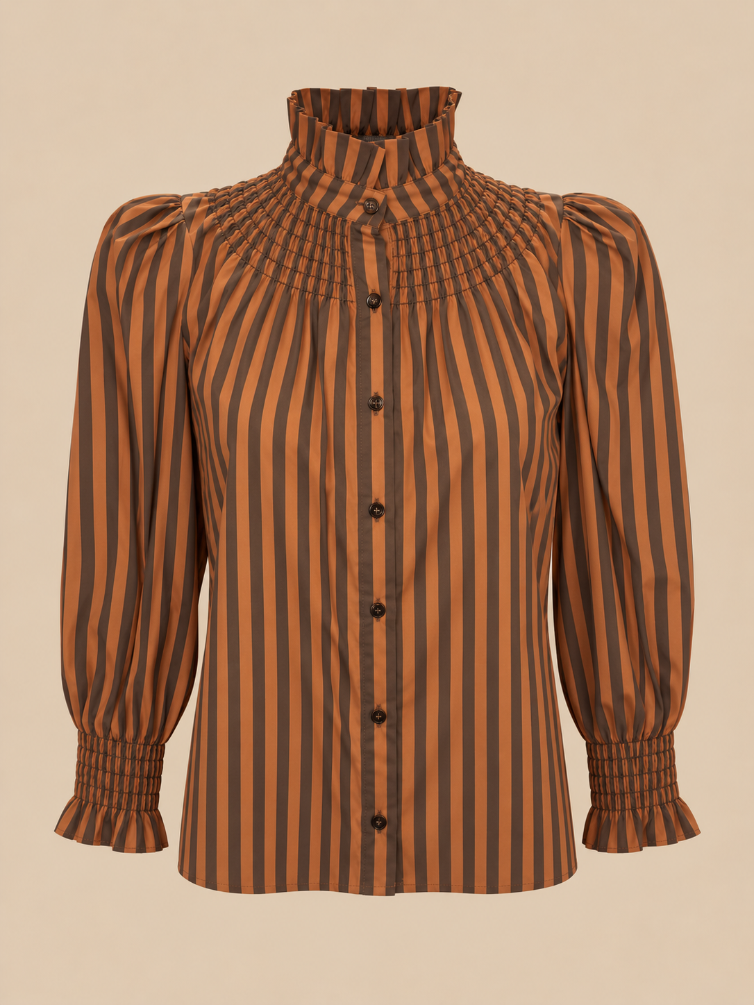 Blusa de rayas teja y marrón RYRTEEN, vista de producto