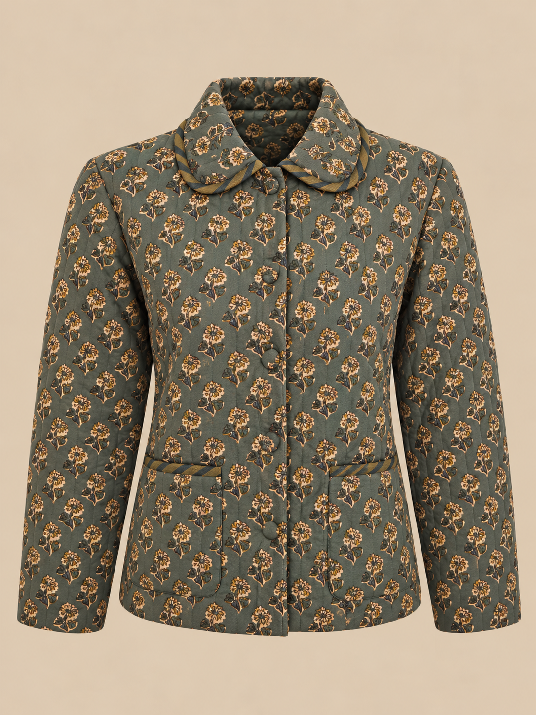 Chaqueta acolchada verde floral RYRTEEN, vista de producto