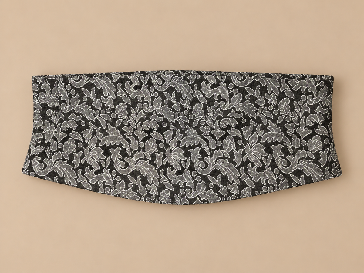 Cinturón fajín de jacquard floral en negro y gris