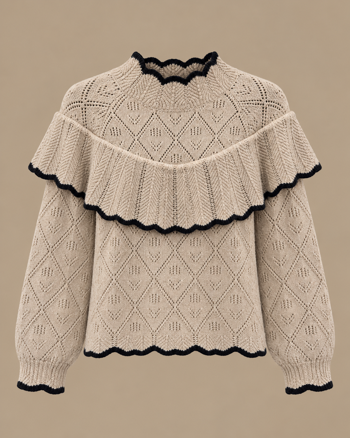 Jersey calado con volante y ribetes negros, vista de producto