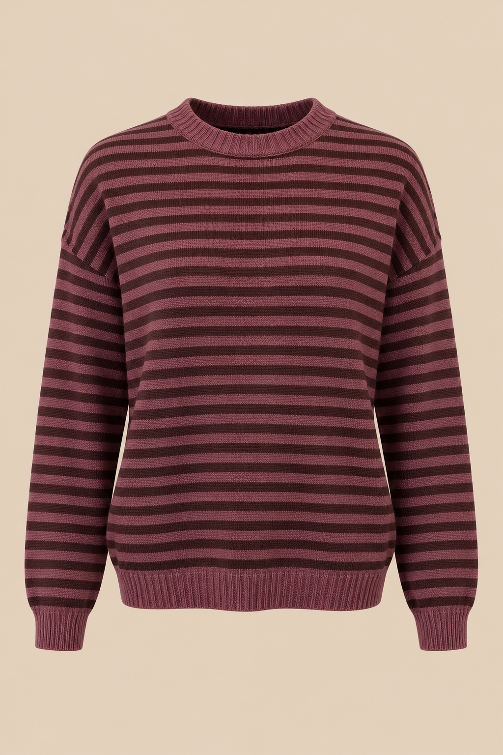 Jersey Lyon de punto a rayas rosa empolvado y marrón