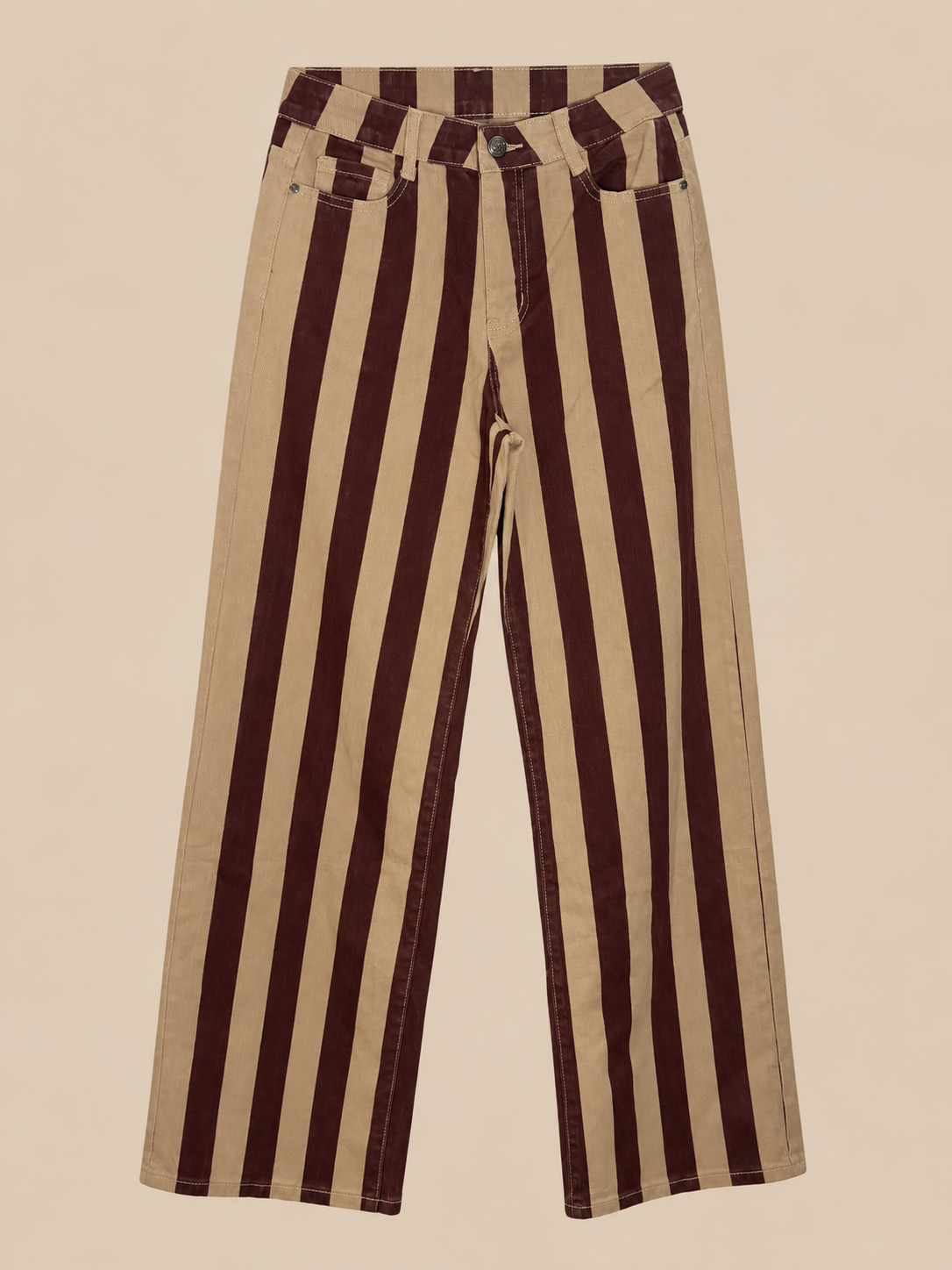 Pantalón de rayas beige y burdeos RYRTEEN, vista de producto