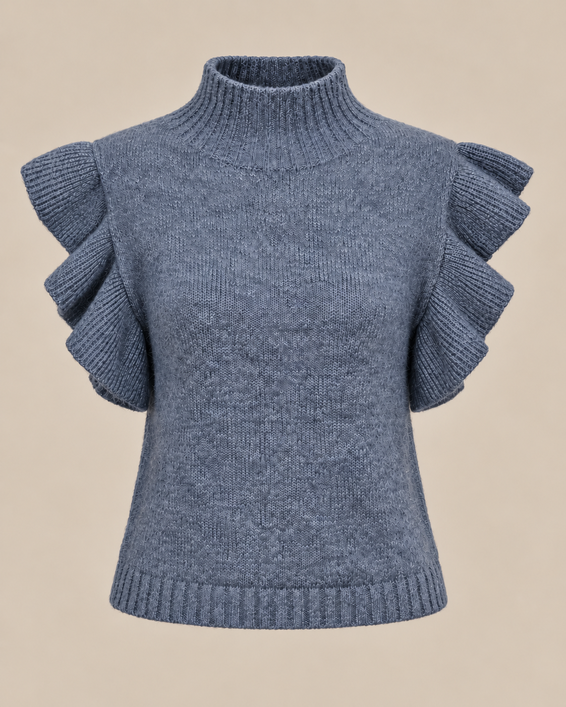 Top de punto azul con volantes RYRTEEN, vista de producto